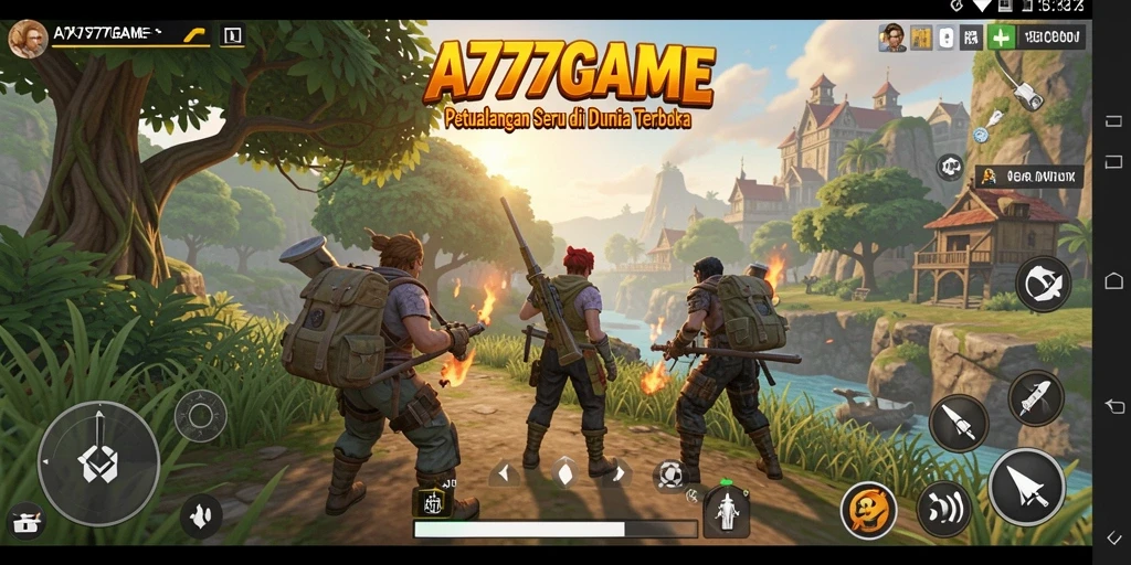 Tampilan gameplay A777GAME dalam dunia terbuka yang luas.