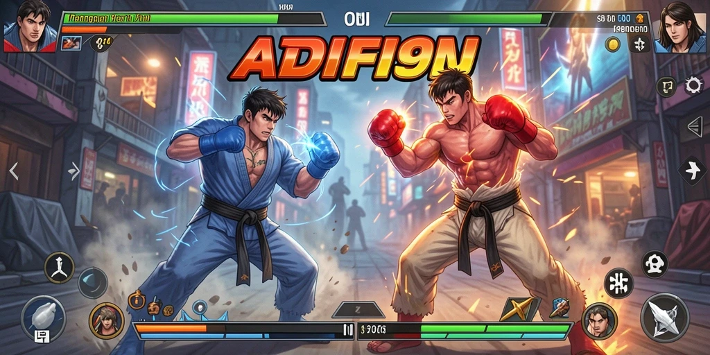 Tampilan screenshot ADI99 yang menunjukkan aksi pertarungan seru di arena.