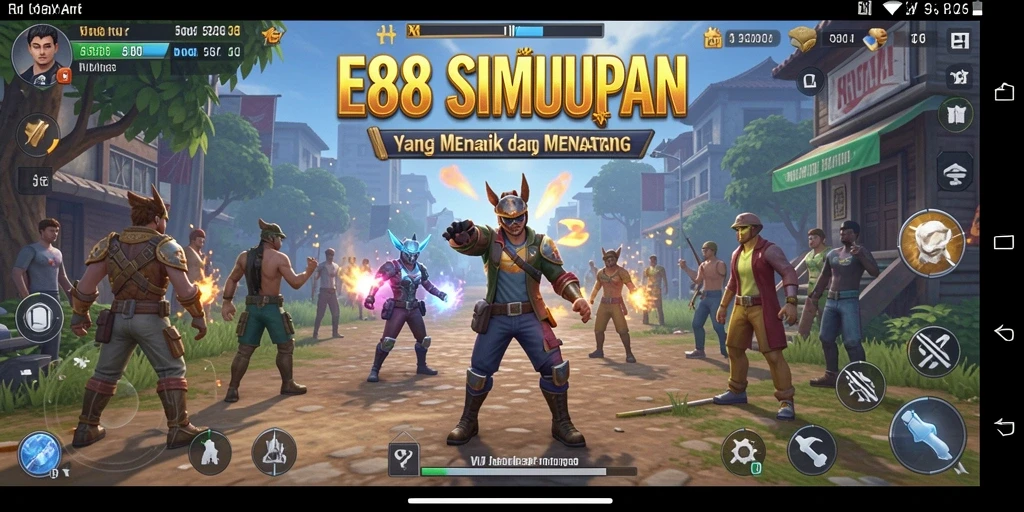 Tampilan gameplay E88 menunjukkan kehidupan virtual yang dinamis dan interaktif.