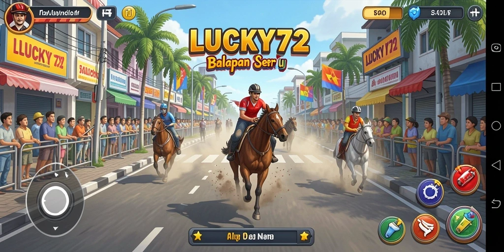 Tampilan gameplay balapan seru di LUCKY72.