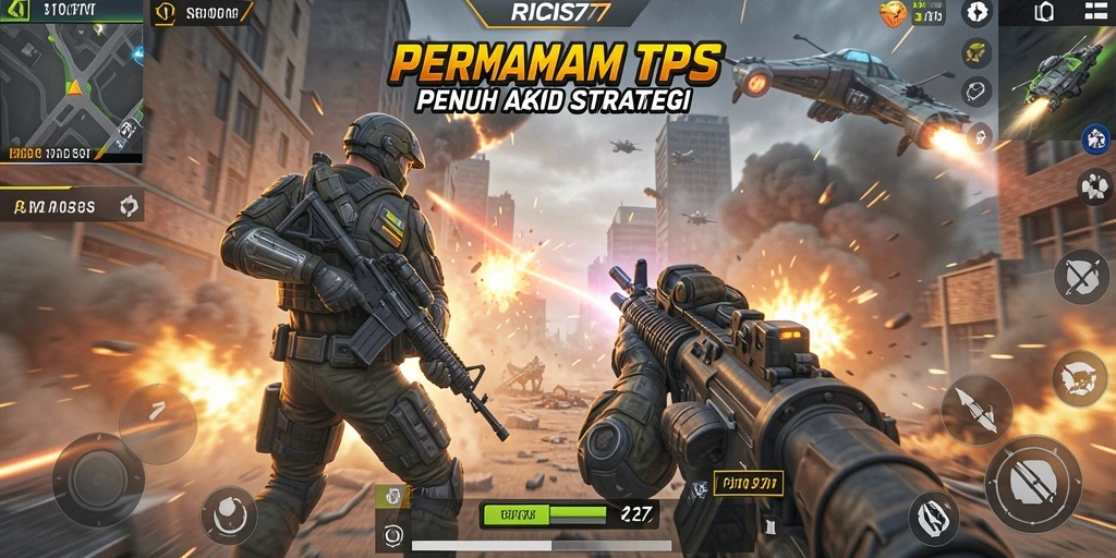 Tangkapan layar menampilkan aksi mengesankan dalam gameplay TPS.