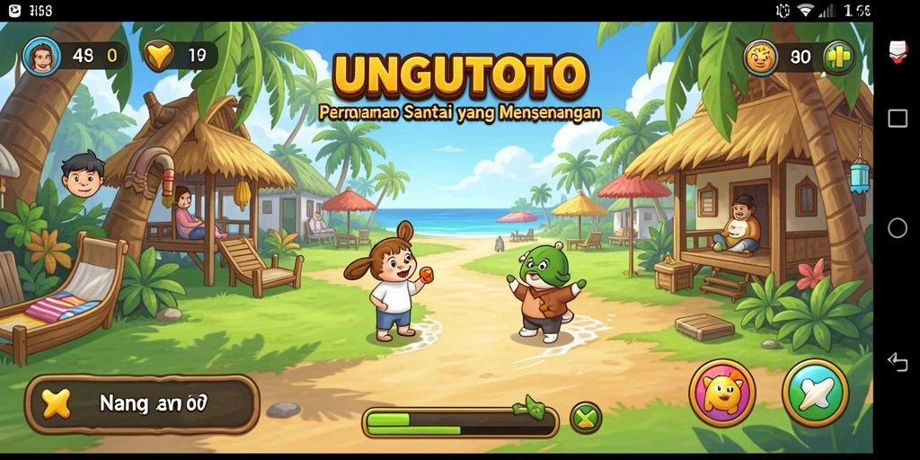 Tampilan gameplay seru di UNGUTOTO dengan karakter lucu.
